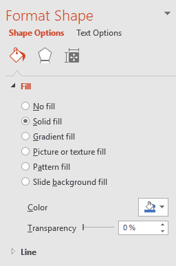 Step 3 - In format shape window under the fill option, solid fill radio button is active - yourslidebuddy.com