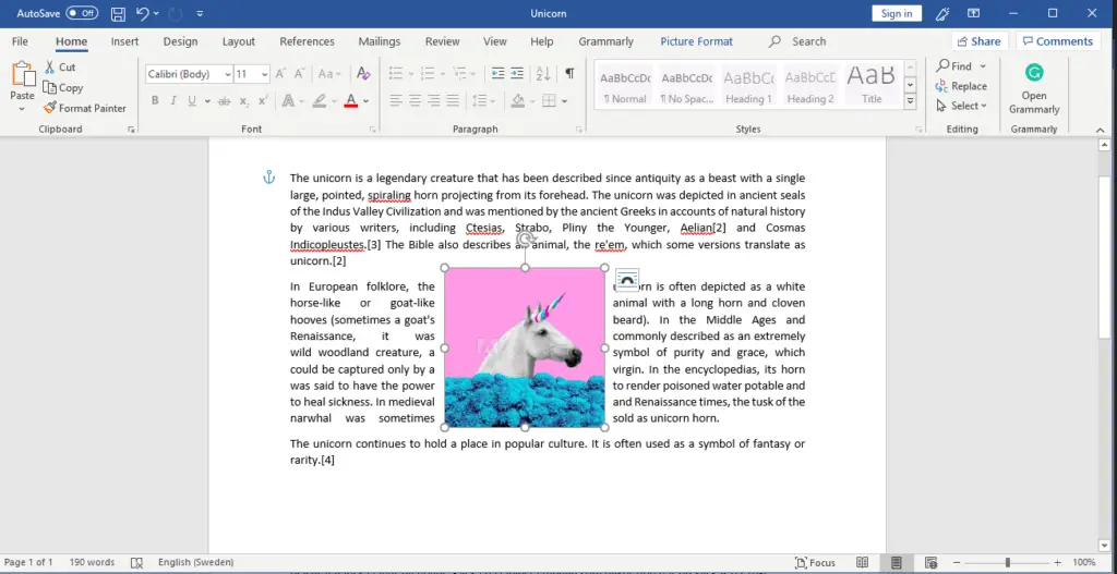 Wrap text in Word
