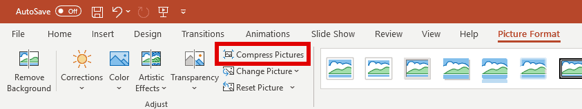 Compress photos in PowerPoint