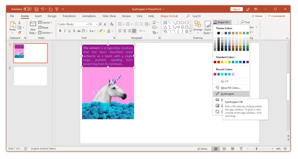 match colors with the eydropper tool in PowerPoint
