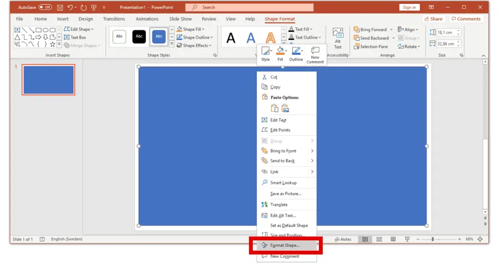format a shape to a border in powerpoint