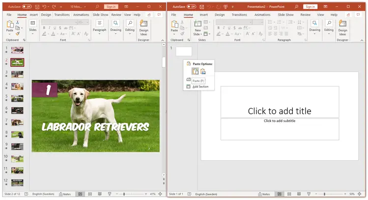 How to copy a slide in powerpoint to other presentation