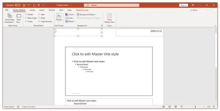 Make changes in the notes master in powerpoint