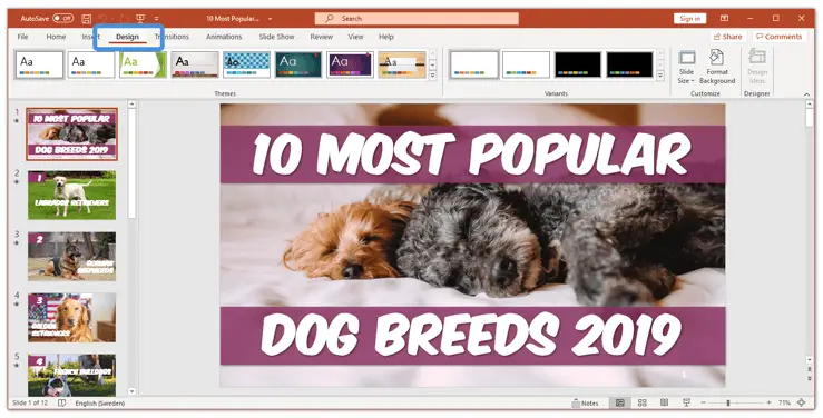 How to rotate a slide in PowerPoint by Design